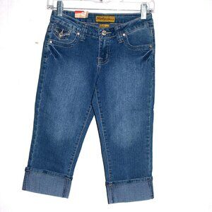 New With Tag Sisly Size 1 Women Blue Capri Jeans